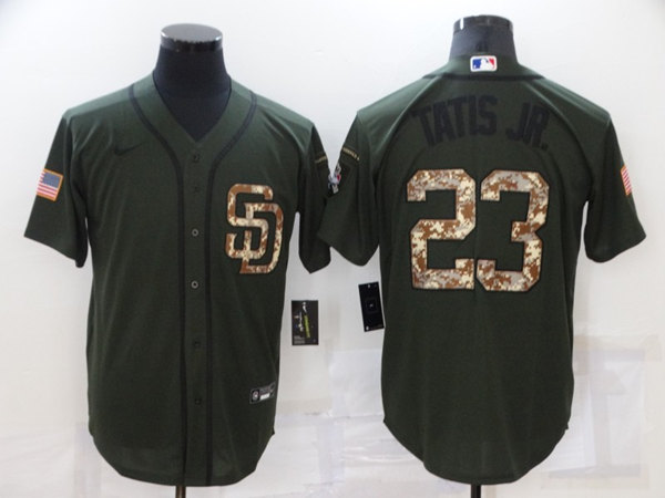 Men's San Diego Padres #23 Fernando Tatis Jr. Olive Camo Cool Base Stitched Jersey